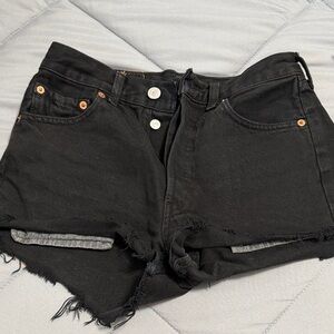 Levi's Black Distressed Jean Shorts